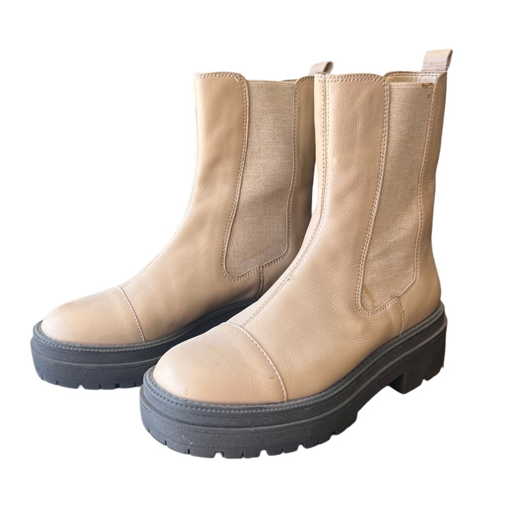 Sam Edelman Wellington Lugsole Ankle Boots – Taupe Tan Leather – Size 7 - Picture 3 of 8